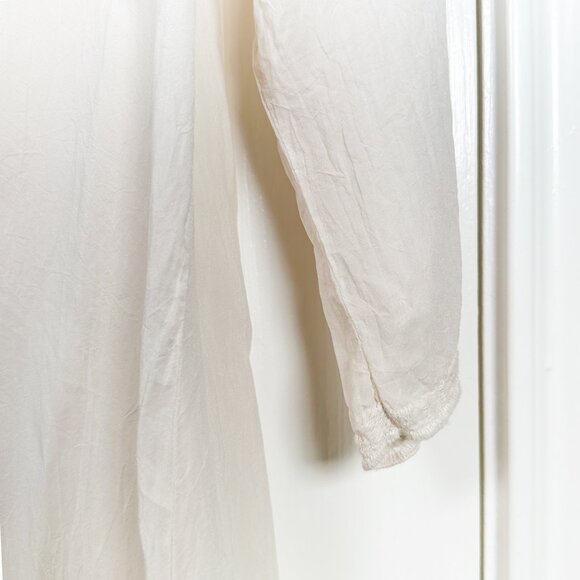 Johnny Was Ivory Cream Embroidered Tunic Top Women’s L 3/4 Sleeve Boho FLAW - Picture 5 of 8